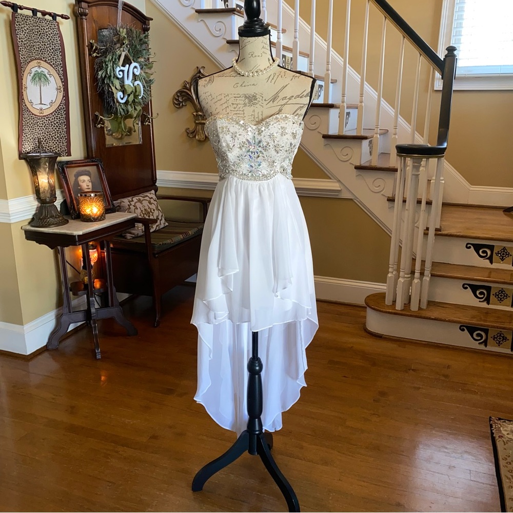 B. Darlin strapless rhinestone prom dress